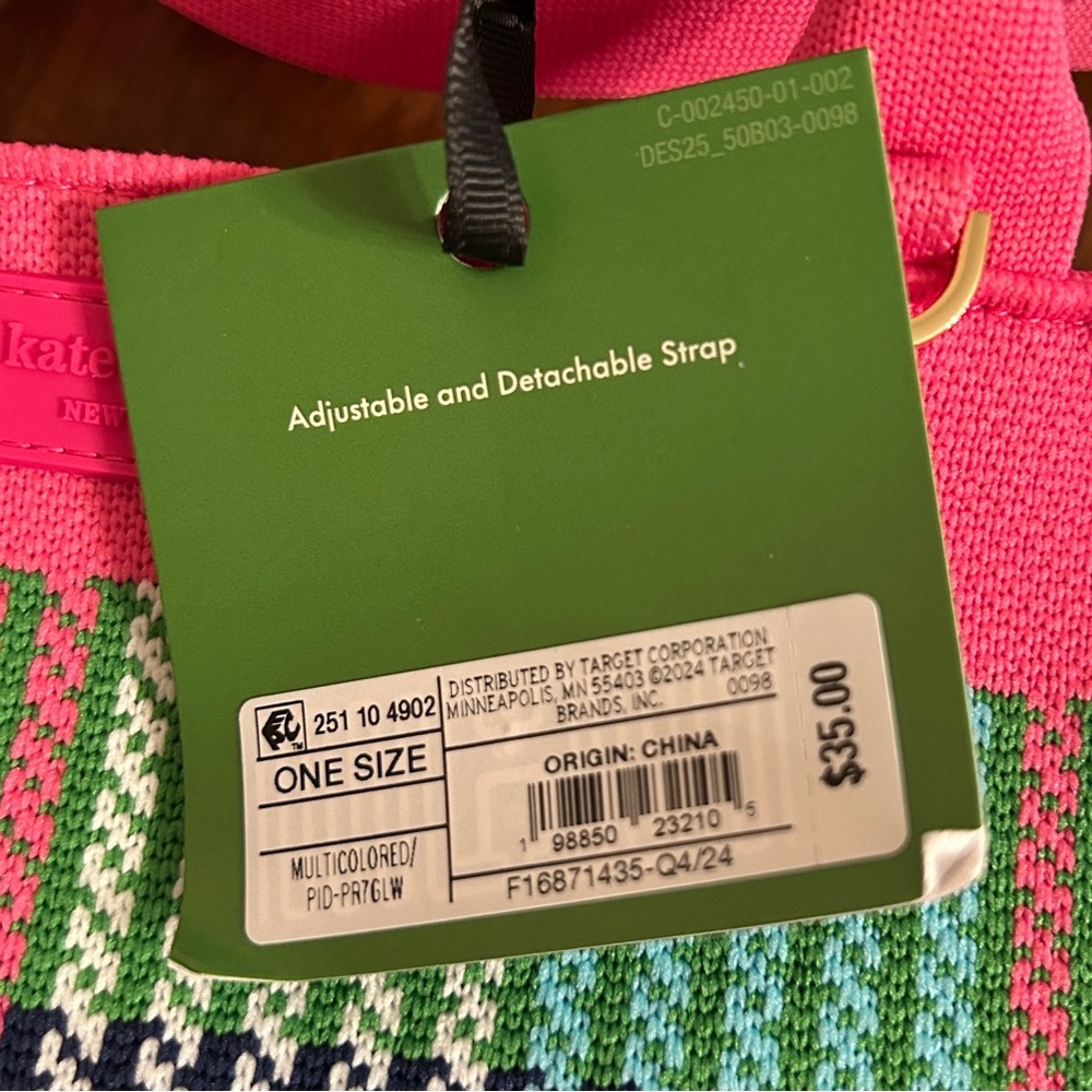 Pink Plaid Knit Kate Spade x Target Crossbody Bag, NWT, Detachable Strap - Picture 7 of 7